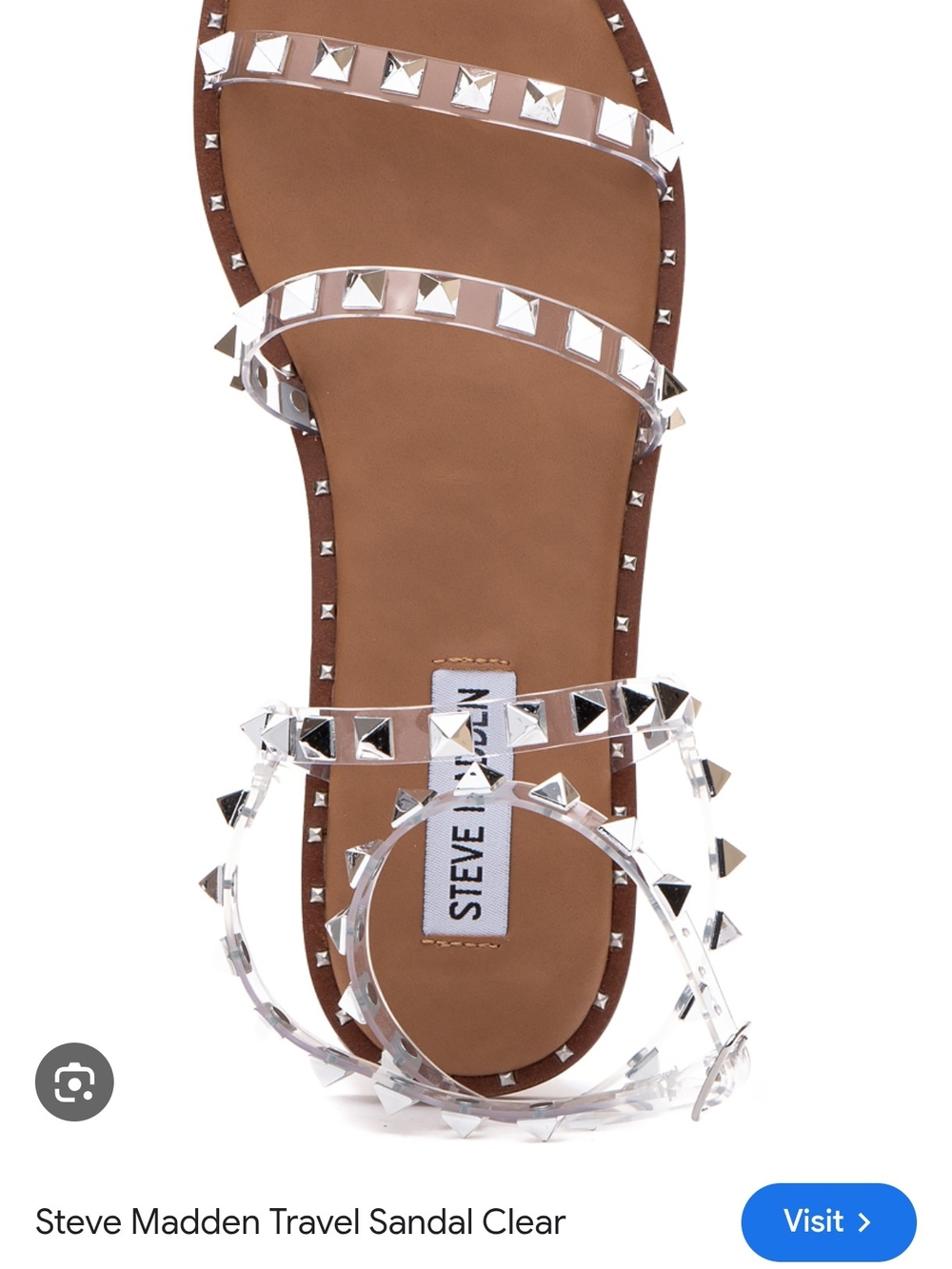 Steve Madden Travel Clear Studded Sandal with Brown Footbed